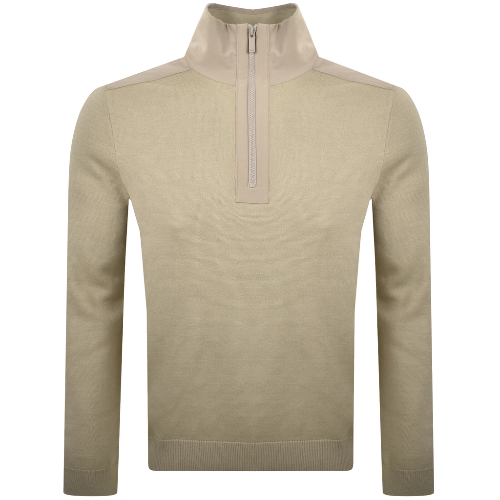 Hugo Boss BOSS P Bart Quarter Zip Jumper Beige